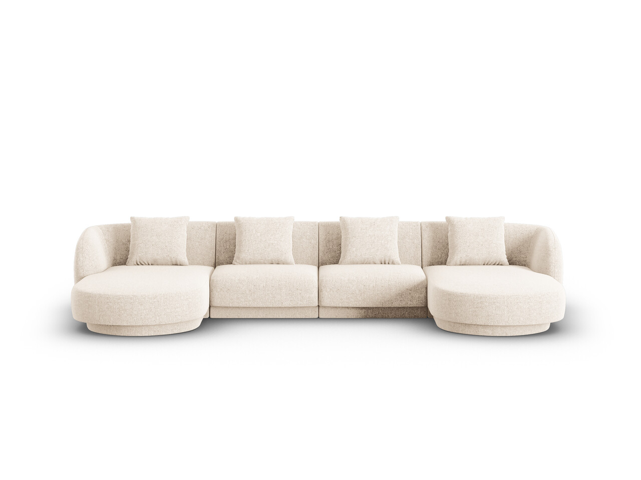 Coltar panoramic 5 locuri, Tulum, Cosmopolitan Design, 330x156x70 cm, tesatura chenille, bej deschis - imagine 6